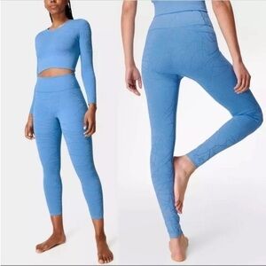 Sweaty‎ Betty Motion Jacquard 7/8 Leggings Regatta Blue Women's Size Small 4-6